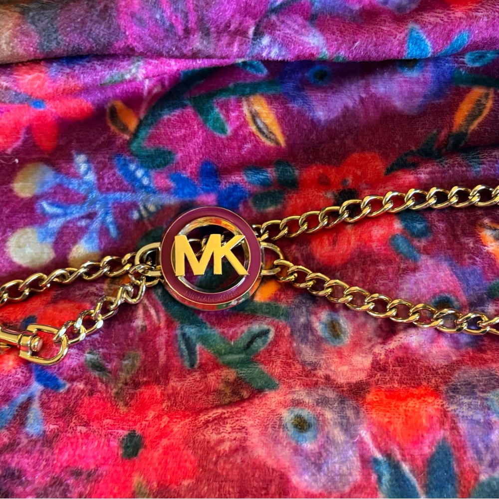 Michael Kors Gold Chain Belt with MK Emblem - Picture 2 of 4